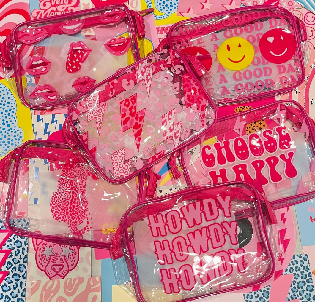 Clear Pink Zipper Bags