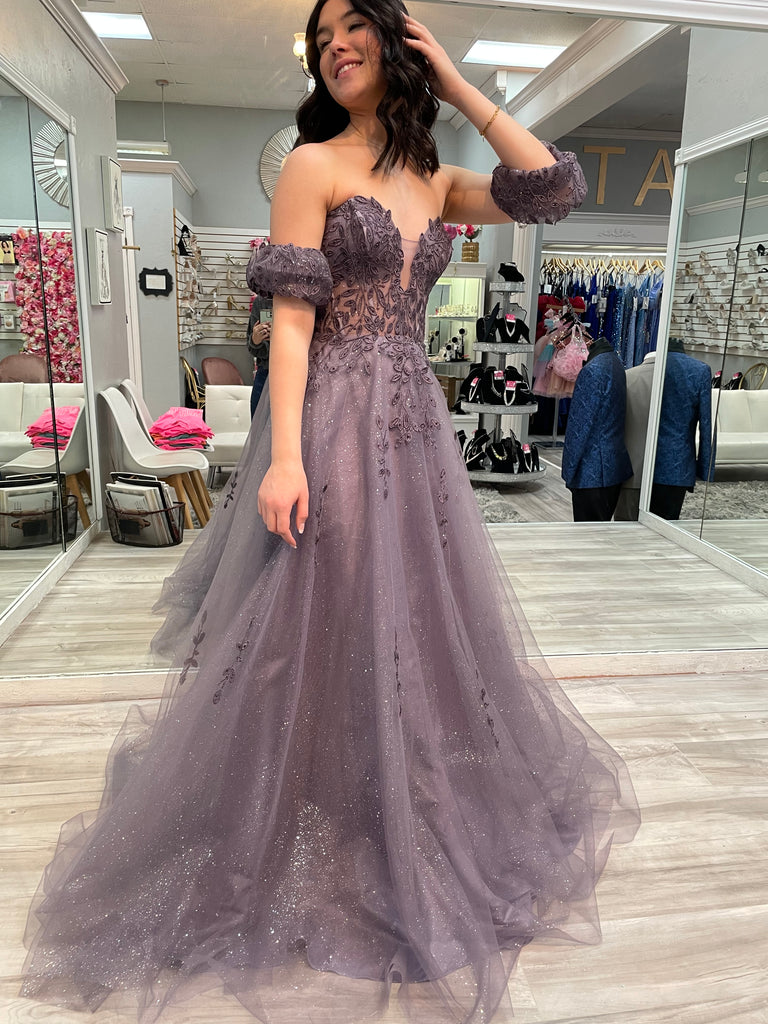 fitted lace wedding dress Dark purple floral dress – Moments to Remember