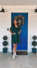 Green Chiffon Puff Sleeve Dress