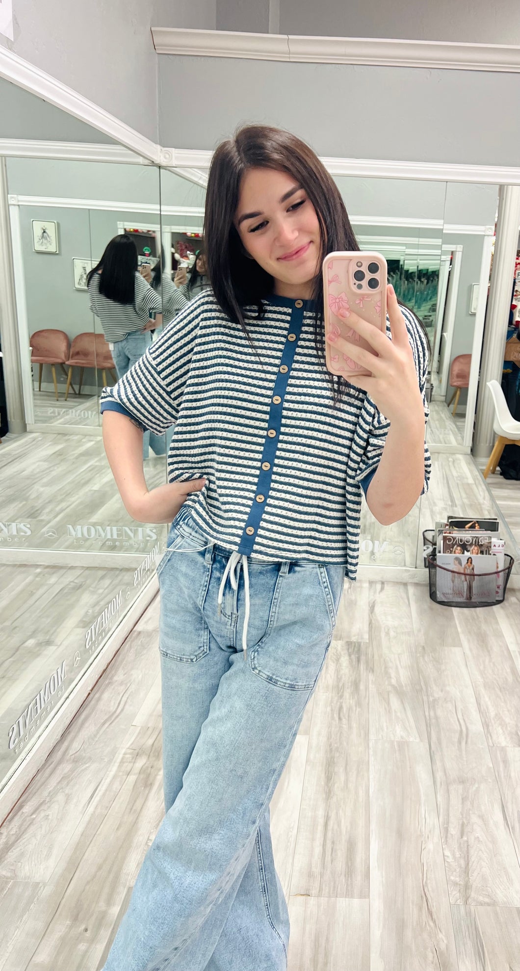 Striped Button Down tee