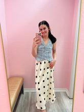 Satin Polka Dot Midi Skirt