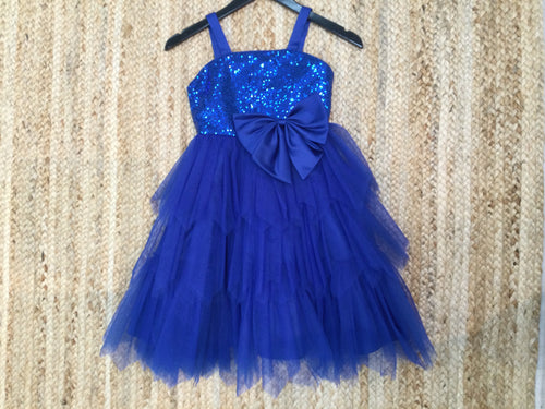 Blue Sequin Tulle Toddler Dress