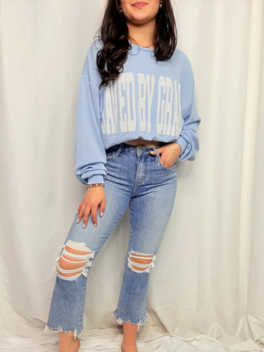 Distressed Kick Flare Jeans