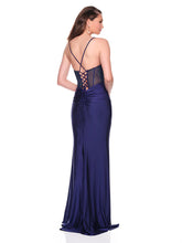 Navy Mesh Rhinestone Corset Dress