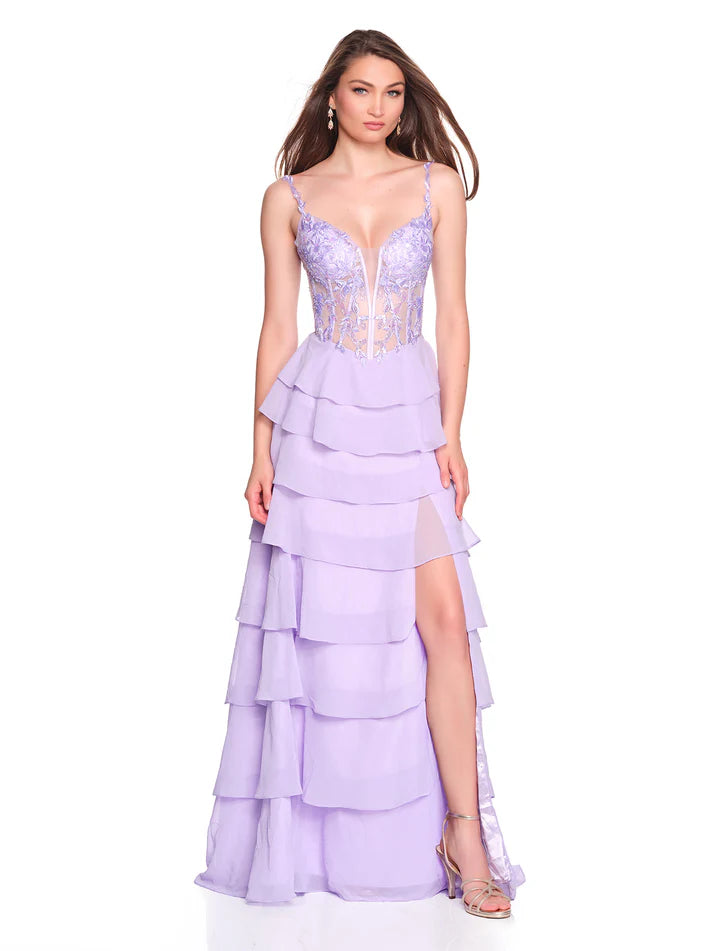 Whimsical Lilac  Ruffle Dress
