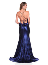 Metallic Cobalt Bow Dress