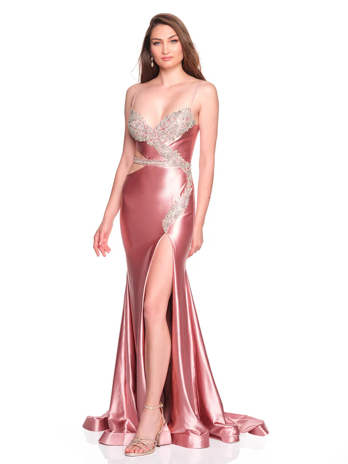 Pink Diamond Detail Cut Out Dress