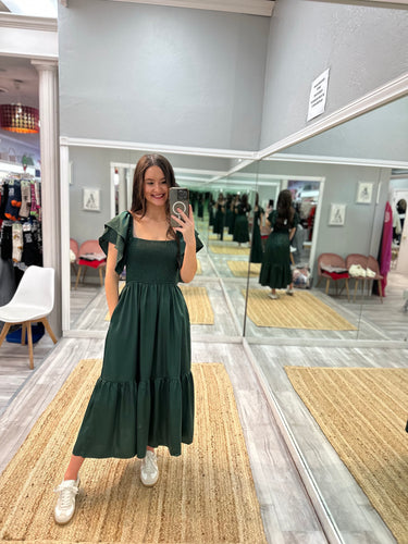 Satin Flutter Sleeve Dress
