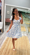 Open Back Blue Floral Mini Dress