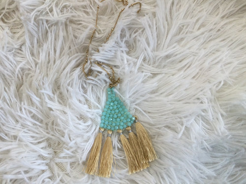 triangle beaded fringe necklace
