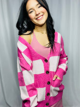 Pink Is Chic Checkered Sweater Cardigan