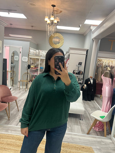 Collared Half Snap  Sweater