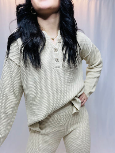 Cozy Waffle Knit Set Top