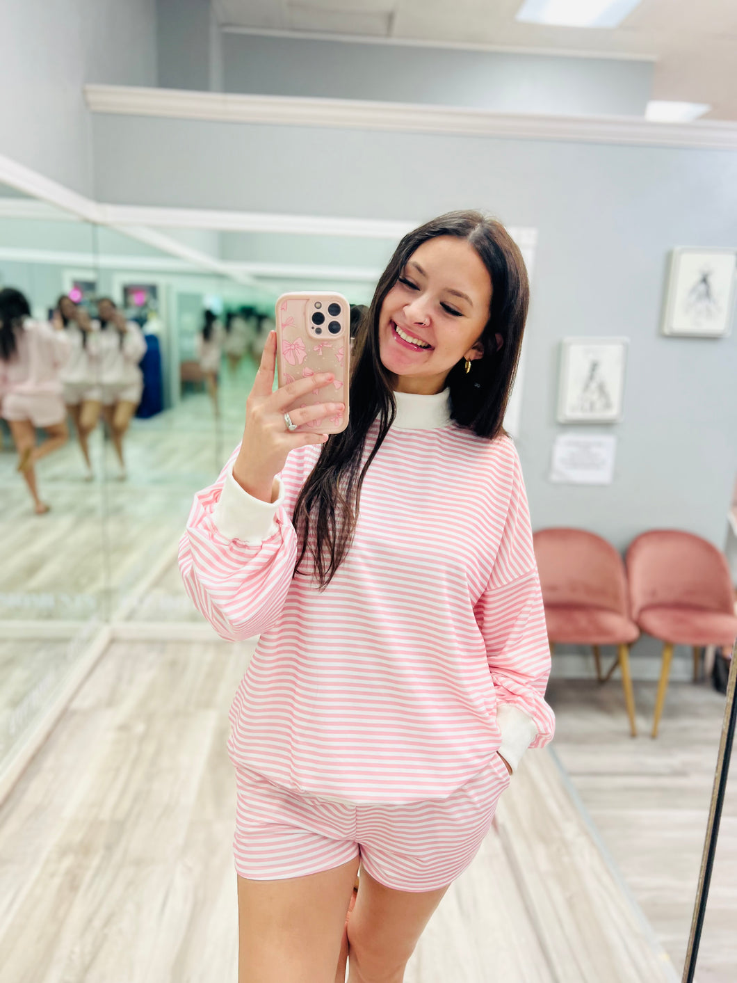 Mockneck Striped Set