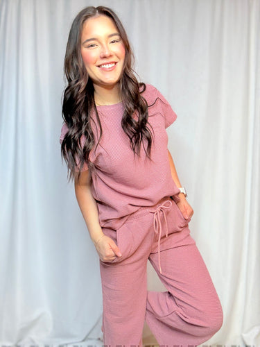 Mauve Knitted Tee Set