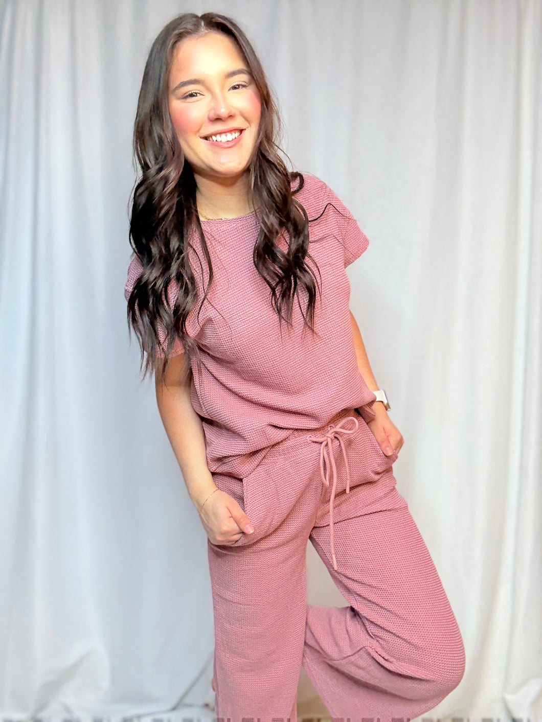 Mauve Knitted Tee Set