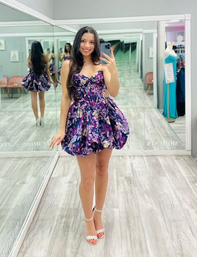 Floral Plum Bubble Dress