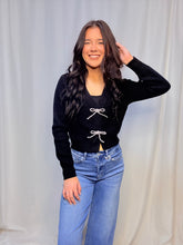 Cropped Cardigan W Bow Button