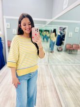 Mustard Striped Knit Top