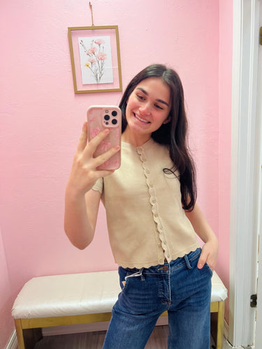 Scalloped Button Up Blouse