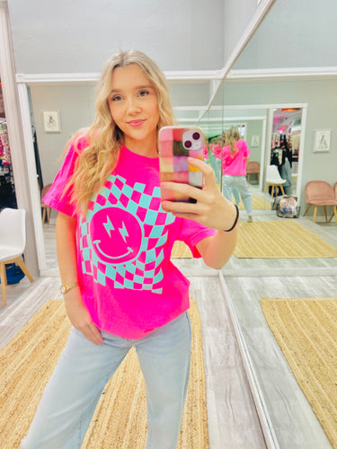 Retro Checkered Smiley Tee