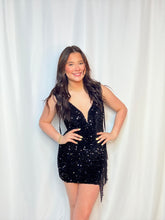 Black Deep-V Sequin Dress