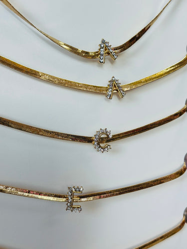 Wide Band Initial Necklaces