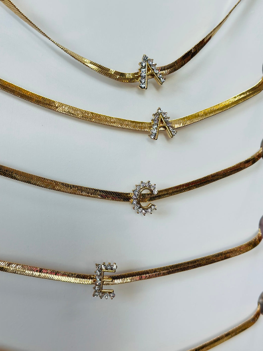 Wide Band Initial Necklaces