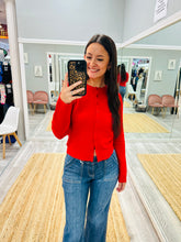Red Button Down Cardigan