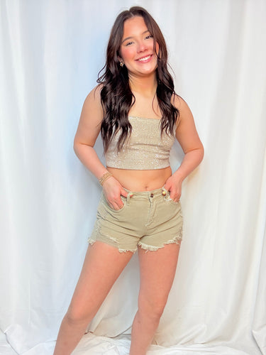 Mid Rise Frayed Shorts