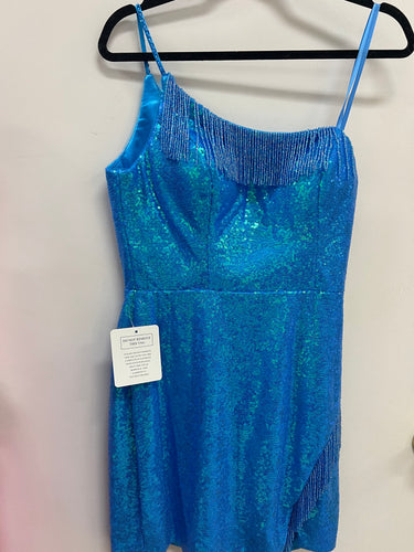 One Shoulder Sequin Dress W Fringe