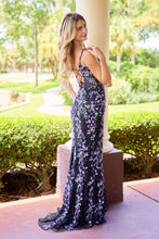Black & Teal Floral Sequin Dress