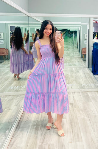 Cotton Candy Striped Midi Dress