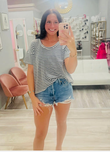 Stone Washed Striped Tee