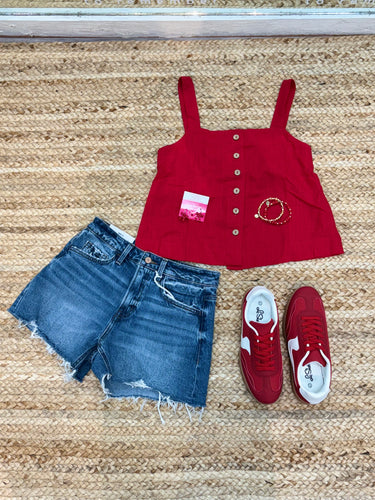 Red Linen Tank