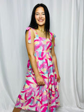 Brush Stoke Tiered Midi Dress