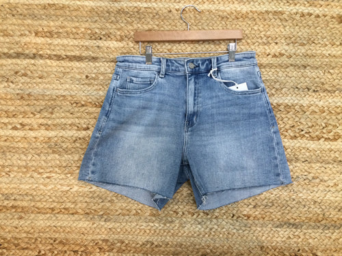 High Rise Raw Hem Shorts