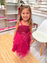 Hot Pink Half Sequence and Tulle girls Dress
