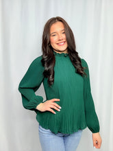 Hunter Green Pleated Blouse