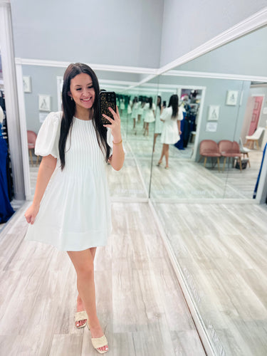 Pleated White Dress