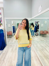 Mustard Striped Knit Top