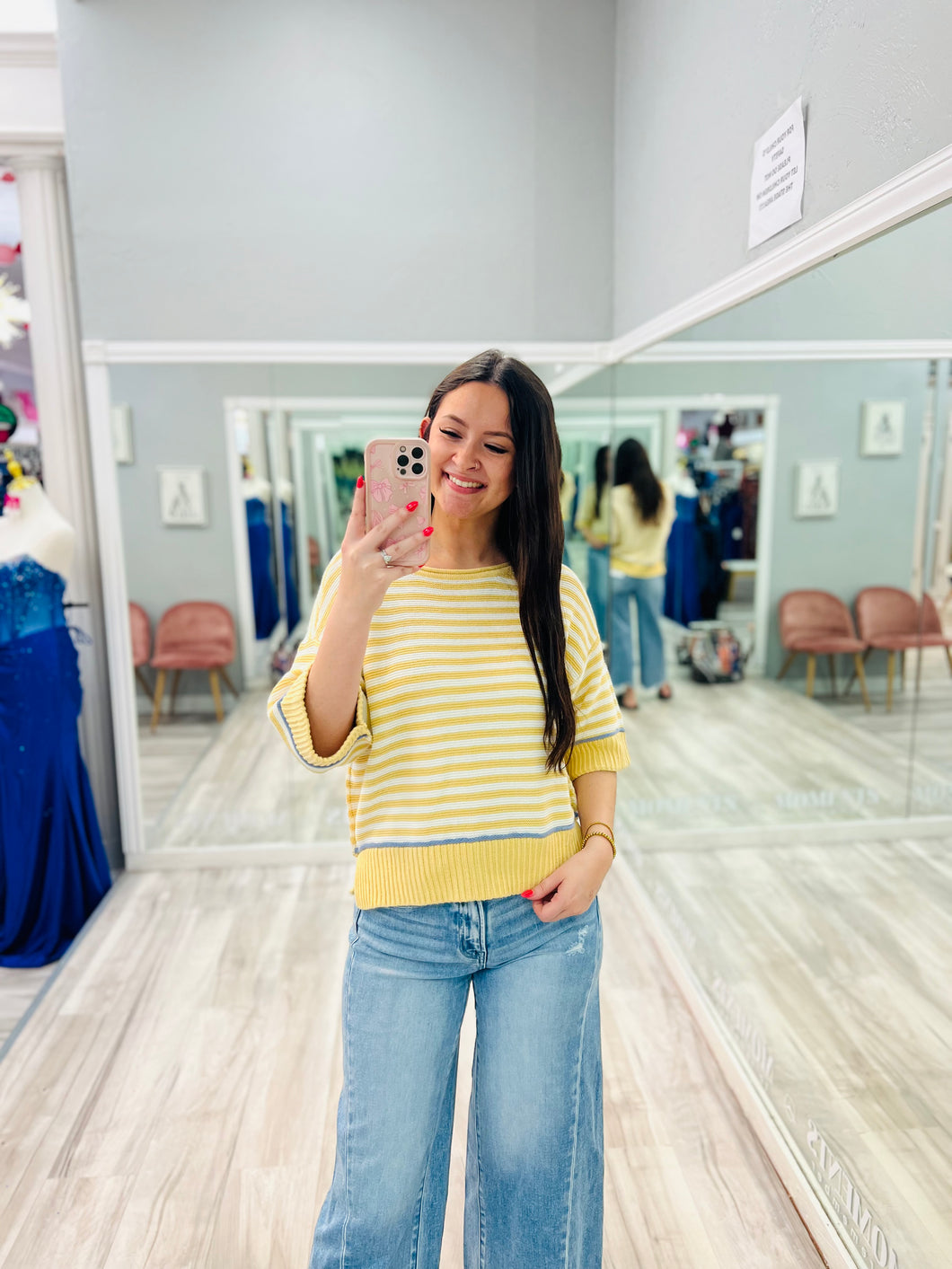 Mustard Striped Knit Top