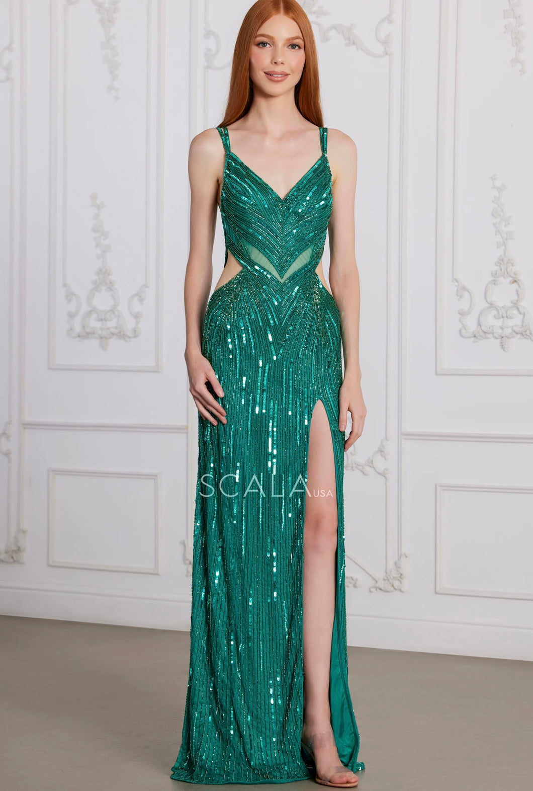 Green Prom Dress w/ Cutout Details Green Prom Dress w/ Cutout Details