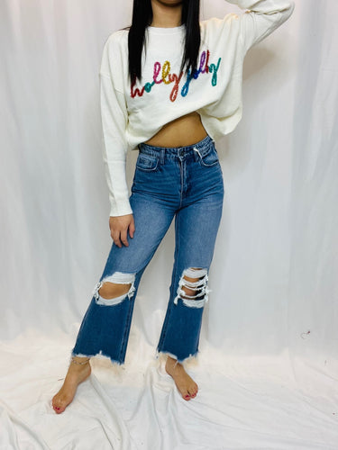 90's Vintage Crop Flare Jean