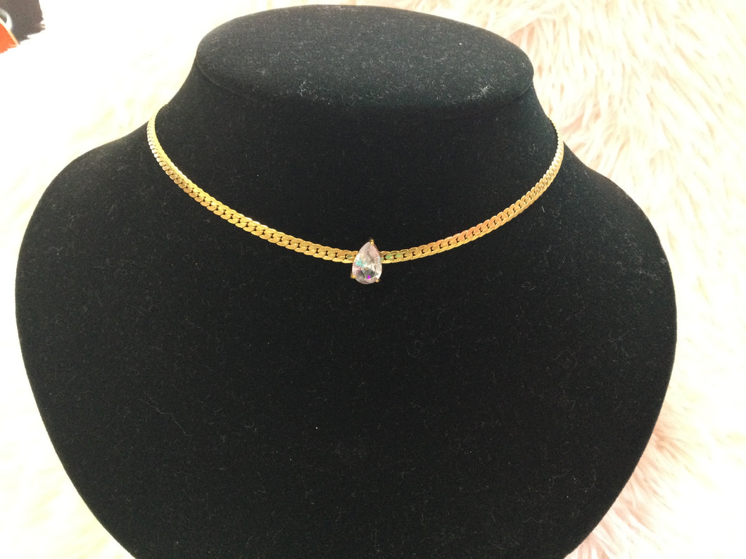 Tear Drop Solitaire diamond choker