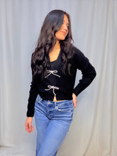 Cropped Cardigan W Bow Button