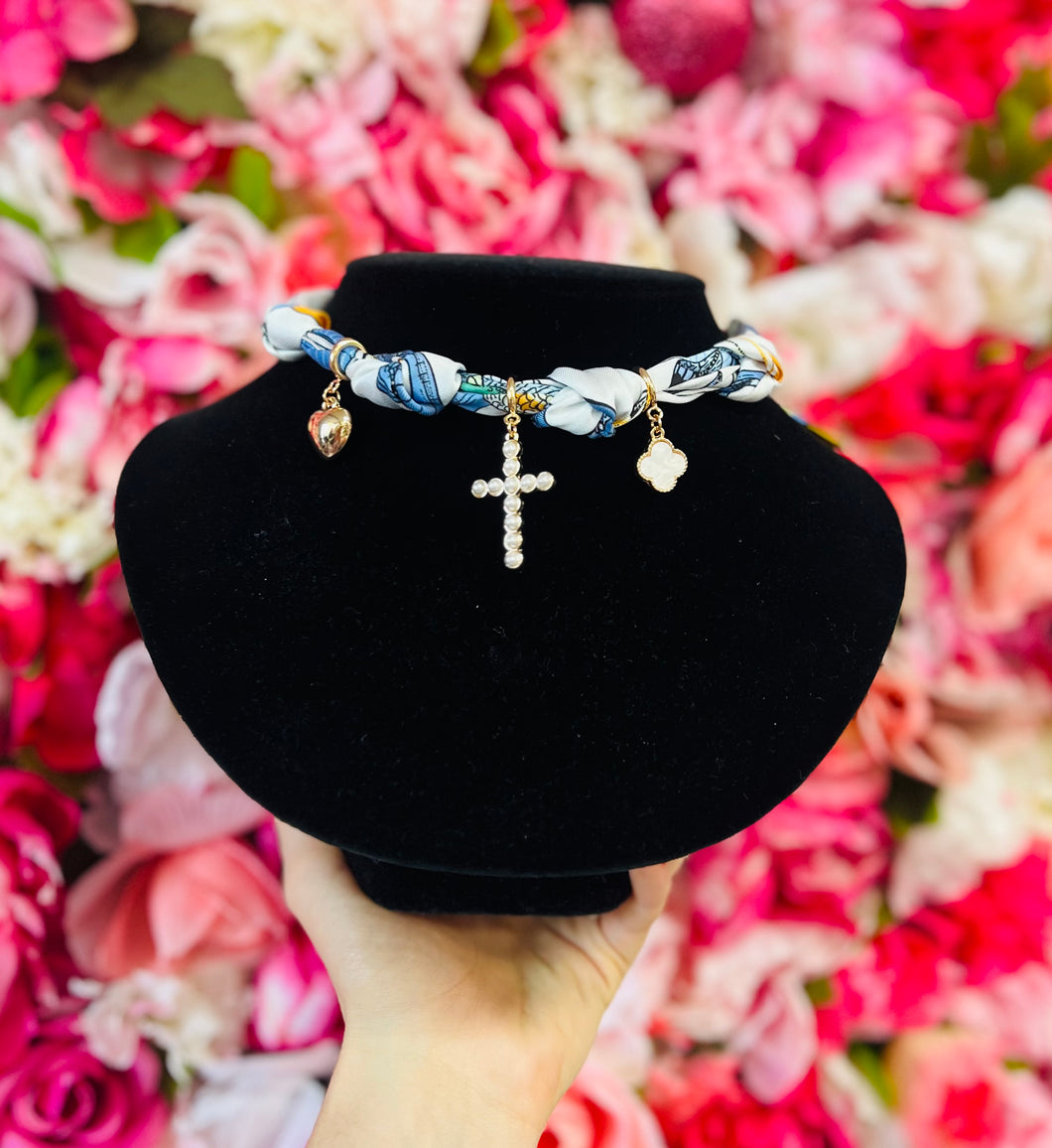 Cross Charm Scarf Necklace