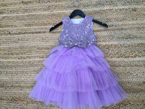 Purple Bow Sequin Toddler Dress