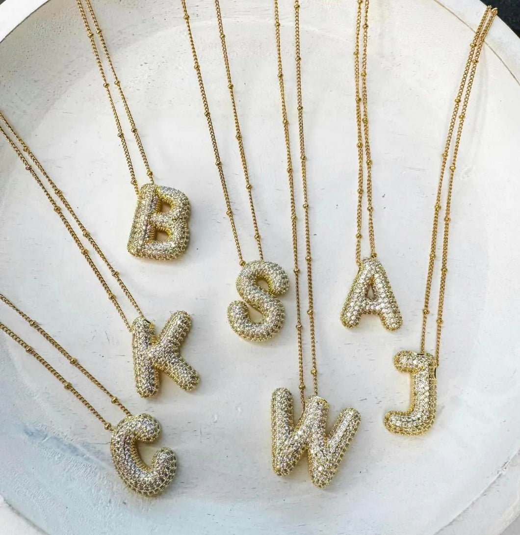 Bling Bubble Initial Necklace