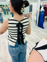 Striped Bow Tied Back Top
